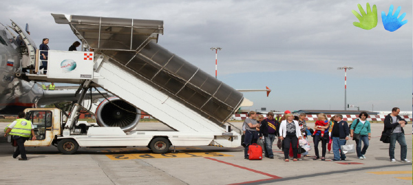 Scaletta per salire sull'aereo